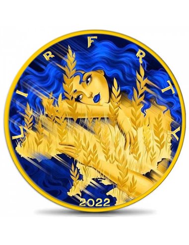 HOPE Ucrania Walking Liberty 1 Oz Moneda Plata 1$ USA 2022
