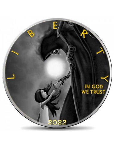ANGEL & DEMON Black Ruthenium Walking Liberty 1 Oz Silbermünze 1$ USA 2022