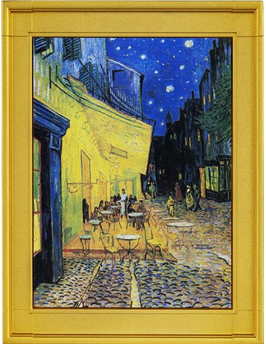 CAFE TERRACE AT NIGHT BY VINCENT VAN GOGH Plated 2 Oz Silver Coin 10000 Francs Chad 2022