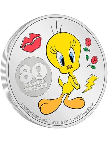 TWEETY 80 Aniversario 1 Oz Moneda Plata 2$ Niue 2022