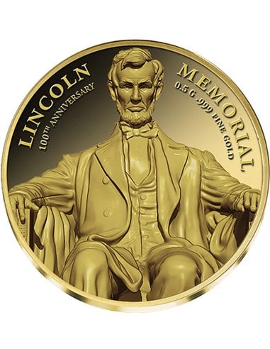 LINCOLN MEMORIAL 100° Anniversario Moneta Oro 5$ Fiji 2022