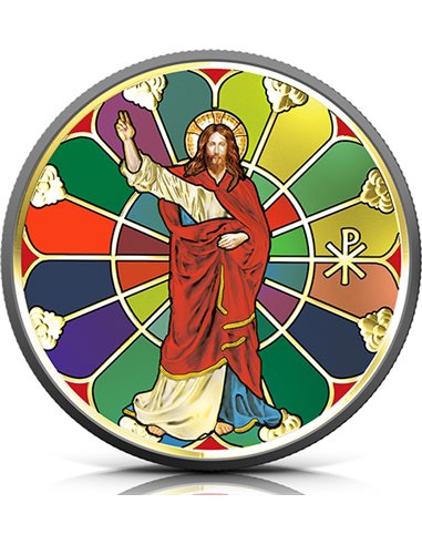LIGHT OF CHRIST Stained Glass Edition 1 Oz Silver Coin 2 Tala Samoa 2022