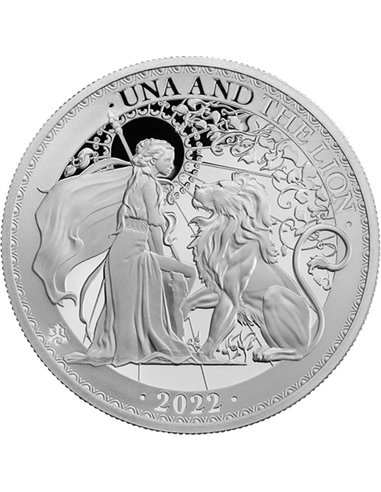 UNA AND THE LION 5 Oz Moneda Plata 5 Pound Santa Helena 2022