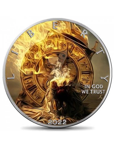 TEMPUS FUGIT Walking Liberty 1 Oz Серебряная монета 1$ США 2022