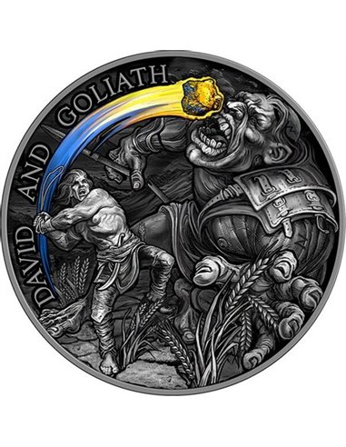 ДАВИД И ГОЛИАФ Серебряная монета 2 унции 10 седи Гана 2022