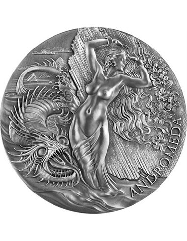 Андромеда и морское чудовище Небесная красавица 2 унции серебряная монета 2000 франков Камерун 2022