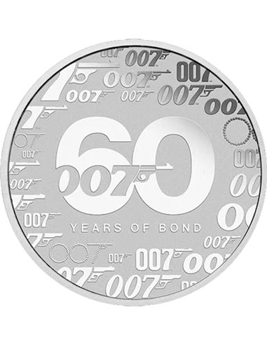 JAMES BOND 60. rocznica 1 Oz BU Srebrna Moneta 1$ Tuvalu 2022