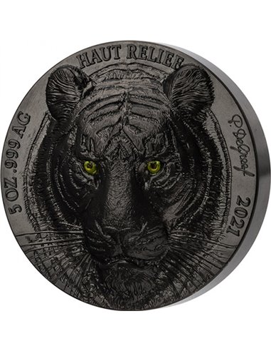 TIGER Big Five Asia Edition Noire Серебряная монета 5 унций 5000 франков Кот-д'Ивуара 2021