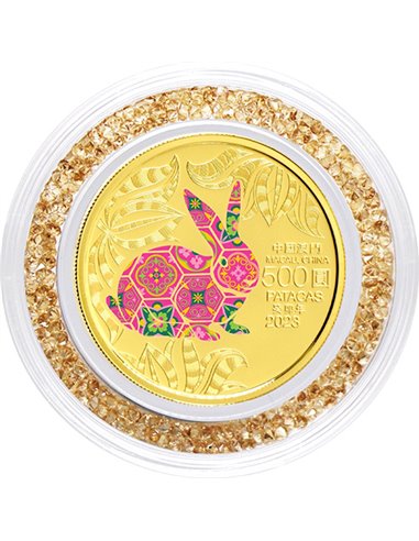 КРОЛИК Лунный год Золотая монета 500 патак Макао 2023