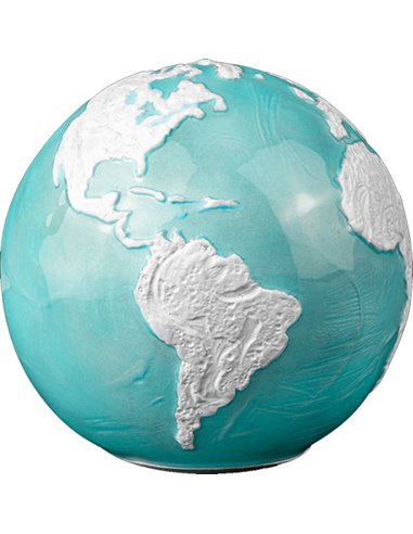 FROZEN MARBLE Planet Earth Spherical 3 Oz Серебряная монета 5$ Барбадос 2023