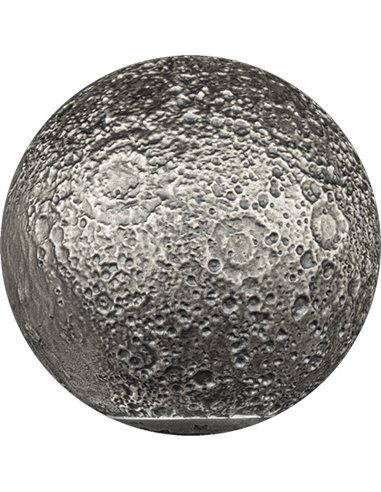 MOON SPHERICAL 3D Planet 3 Oz Silver Coin 5$ Barbade 2023