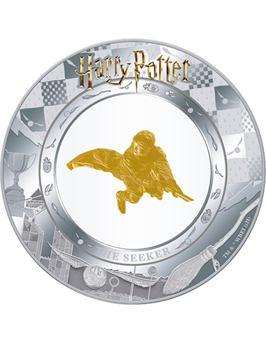 GOLDEN SEEKER Harry Potter Abbracciando Oro Quidditch 2 Oz Moneta Argento 5$ Samoa 2022