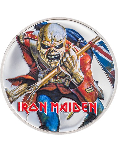 EDDIE THE TROOPER Iron Maiden 1 Oz Серебряная монета 5$ Острова Кука 2023