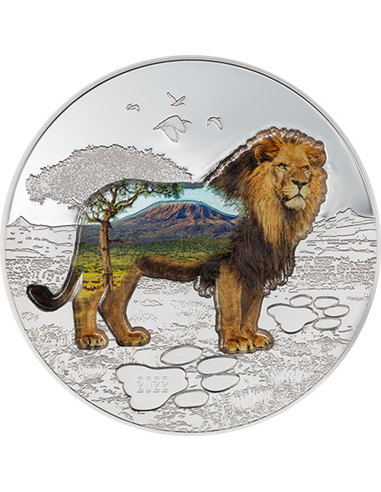 LION Into The Wild 2 Oz Moneta Argento 1000 Togrog Mongolia 2022