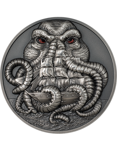CTHULHU Howard Phillips Lovecraft 3 Oz Moneda Plata 20$ Palaos 2022
