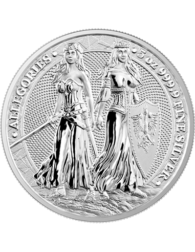 ALLGORIE POLONIA & GERMANIA 5 uncji srebrna moneta 25 marek Germania 2022
