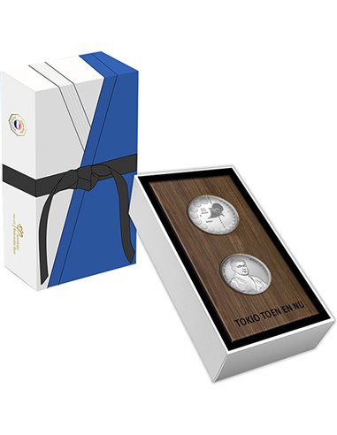TOKYO ALORS ET MAINTENANT Coffret 2x1/2 Oz Silver Coin Médaille 5€ Euro Pays-Bas 2021