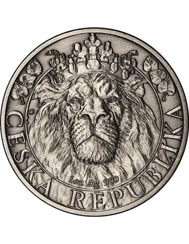 CZECH LION Antique 1 Oz Silver Coin 2$ Niue 2022