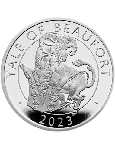 YALE OF BEAUFORT Royal Tudor Beasts 2 Oz Moneta Argento 5£ Regno Unito 2023