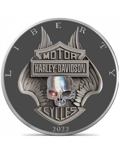 HARLEY DAVIDSON II Black Ruthenium Walking Liberty 1 uncja srebrna moneta 1$ USA 2022
