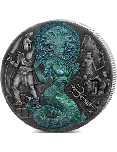 MEDUSA Mythical Creatures Iridescent 2 Oz Silbermünze 4 Pfund Britisches Territorium im Indischen Ozean 2018
