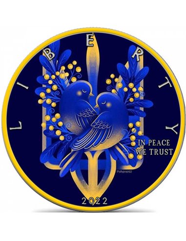IN PEACE WE TRUST Liberty Серебряная монета 1 унция 1$ США 2022