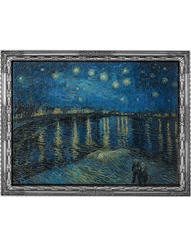 Gwiaździsta noc nad Rodanem Vincent Van Gogh 2 uncje srebrna moneta 10000 franków Czad 2022