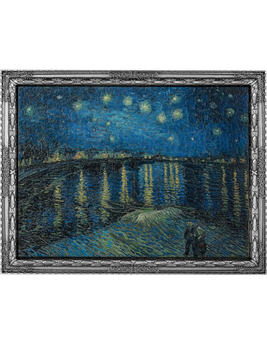 STARRY NIGHT OVER THE RHONE de Vincent Van Gogh 2 Oz Moneda Plata 10000 Francos Chad 2022