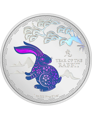 ANNÉE DU LAPIN Année Lunaire 1 Oz Silver Coin 2$ Niue 2022