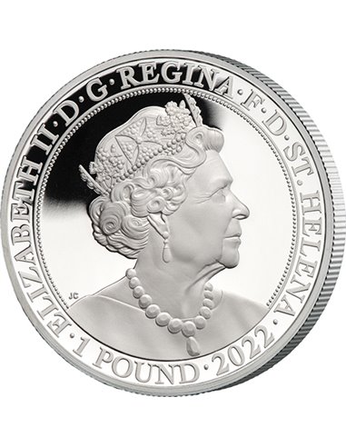 QUEEN ELIZABETH PLATINUM JUBILEE 1 Oz Silver Coin 1 Pound ST Helena 2022