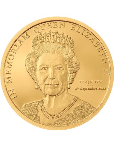 IN MEMORIAM QUEEN ELIZABETH II Goldmünze 5$ Cookinseln 2022
