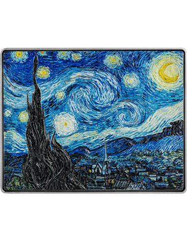 NOTTE STELLATA di Vincent Van Gogh 1 Oz Moneta Argento 10000 Franchi Ciad 2023