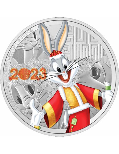 BUG'S BUNNY Looney Tunes Année du Lapin 1 Oz Silver Coin 2$ Niue 2023