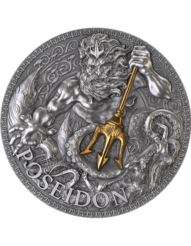 ПОСЕЙДОН Великая греческая мифология 3 унции Серебряная монета 3000 франков Камерун 2022