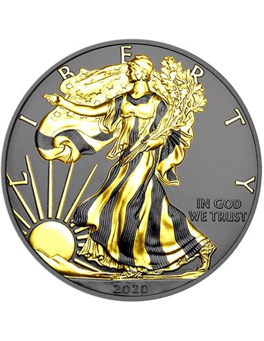 GOLD BLACK EMPIRE EDITION Ruthenium Walking Liberty 1 Oz Silver Coin 1$ USA 2020