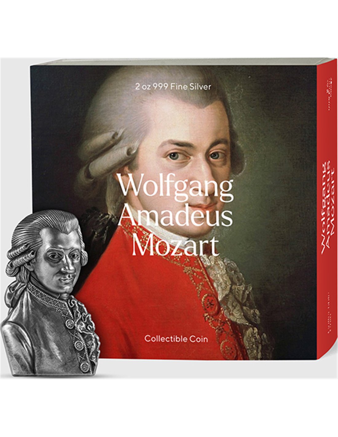 WOLFGANG Shaped 10000 Chad Oz 2 MOZART AMADEUS Coin Silver Francs 2023