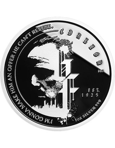 GODFATHER 50th Anniversary 1 Oz Silver Enameled Coin 2$ Niue 2022