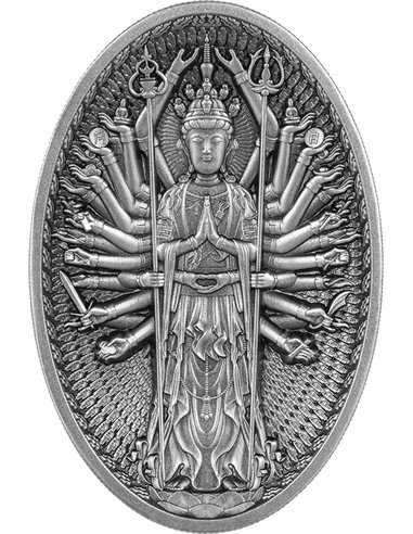 THOUSAND ARMS GUANYIN 5 Oz Silver Coin 25000 Francs Chad 2023