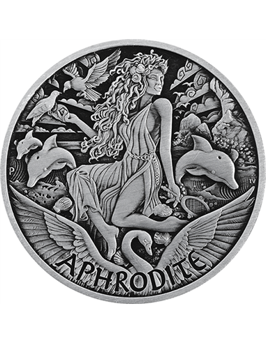 APHRODITE Déesses de l'Olympe 1 Oz Antique Silver Coin 1$ Tuvalu 2022