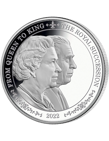 DE LA REINE AU ROI The Royal Succession 1 Oz Silver Coin 5$ Barbade 2022