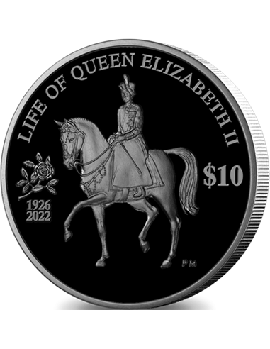 LIFE OF HLM Queen Elizabeth II Negro Perla 1 Oz Moneda Plata 10$ BVI 2022