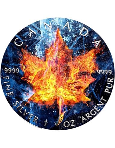 Edición ICE & FIRE Hoja Arce 1 Oz Moneda Plata 5$ Canada 2019