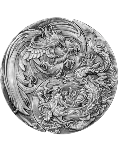 YIN YANG DRAGON AND PHOENIX Set 2 x 1 Oz Silver Coin 5000 Francs Chad 2023