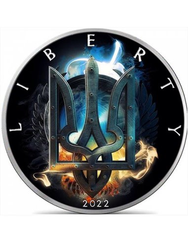 ICE & FIRE Ukraine Ruthenium Liberty 1 Oz Silver Coin 1$ USA 2022