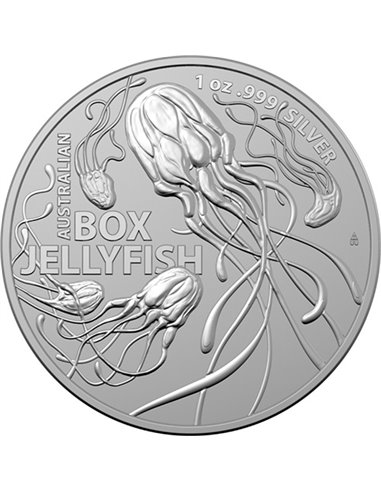 BOX JELLYFISH Самая опасная серебряная монета 1 унция 5$ Австралия 2022