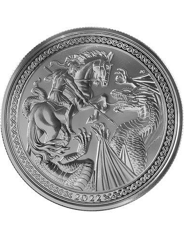 ST. GEORGE ET LE DRAGON 1 Oz Silver Coin 2 Pound Ascension Island 2022