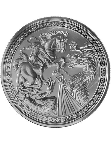ST. GEORGE & THE DRAGON 1 Oz Silver Coin 2 Pound Ascension Island 2022