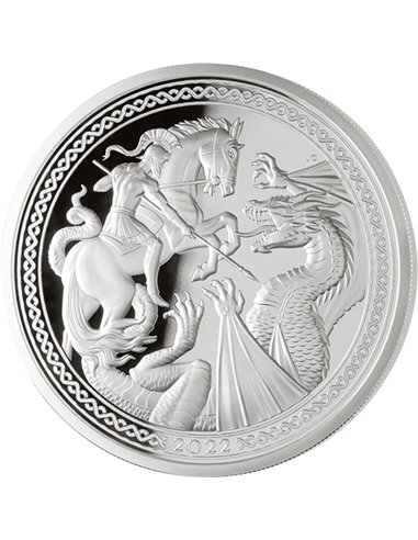 ST. GEORGE & THE DRAGON 5 Oz Silver Proof Coin 25 Pound Ascension Island 2022