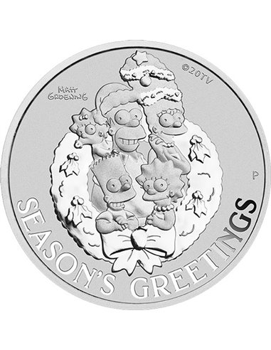 SIMPSON Season's Greetings 1 Oz BU Серебряная монета 1$ Тувалу 2022