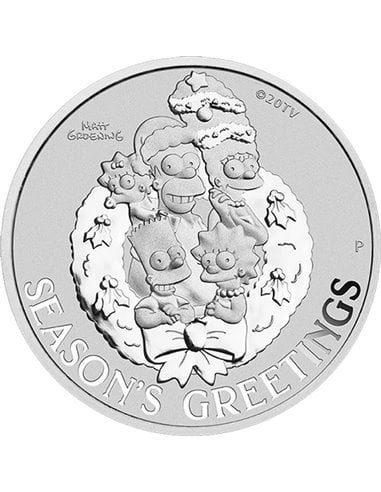 SIMPSON Season's Greetings 1 Oz BU Silver Coin 1$ Tuvalu 2022
